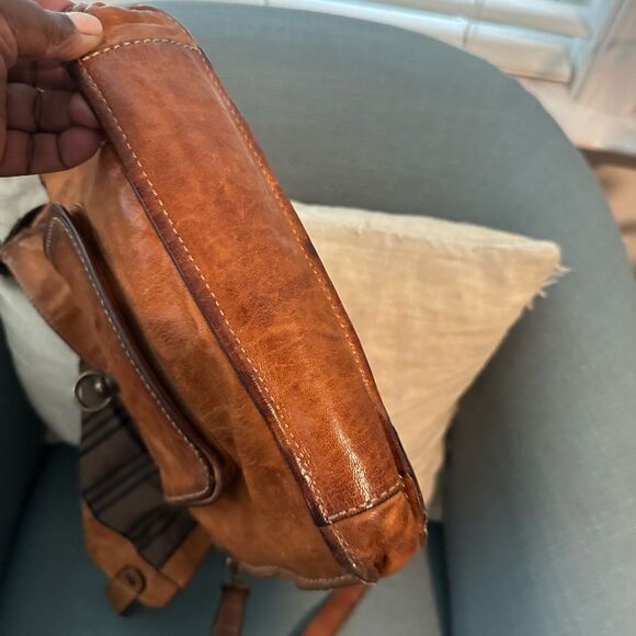 Frye Cameron Magazine Leather Distressed Satchel/Crossbody Bag - Picture 9 of 13